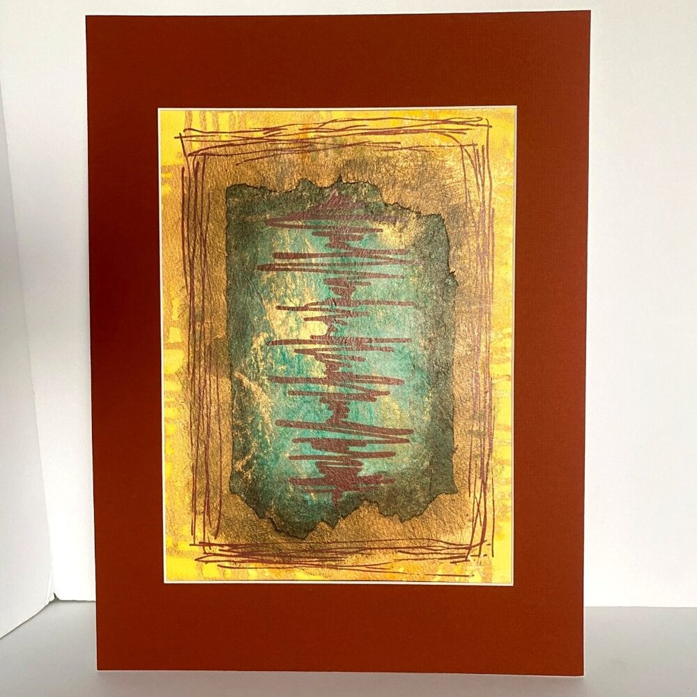 Babble Handmade Original Acrylic Collage Painting Wall Art 12x16in Matted
